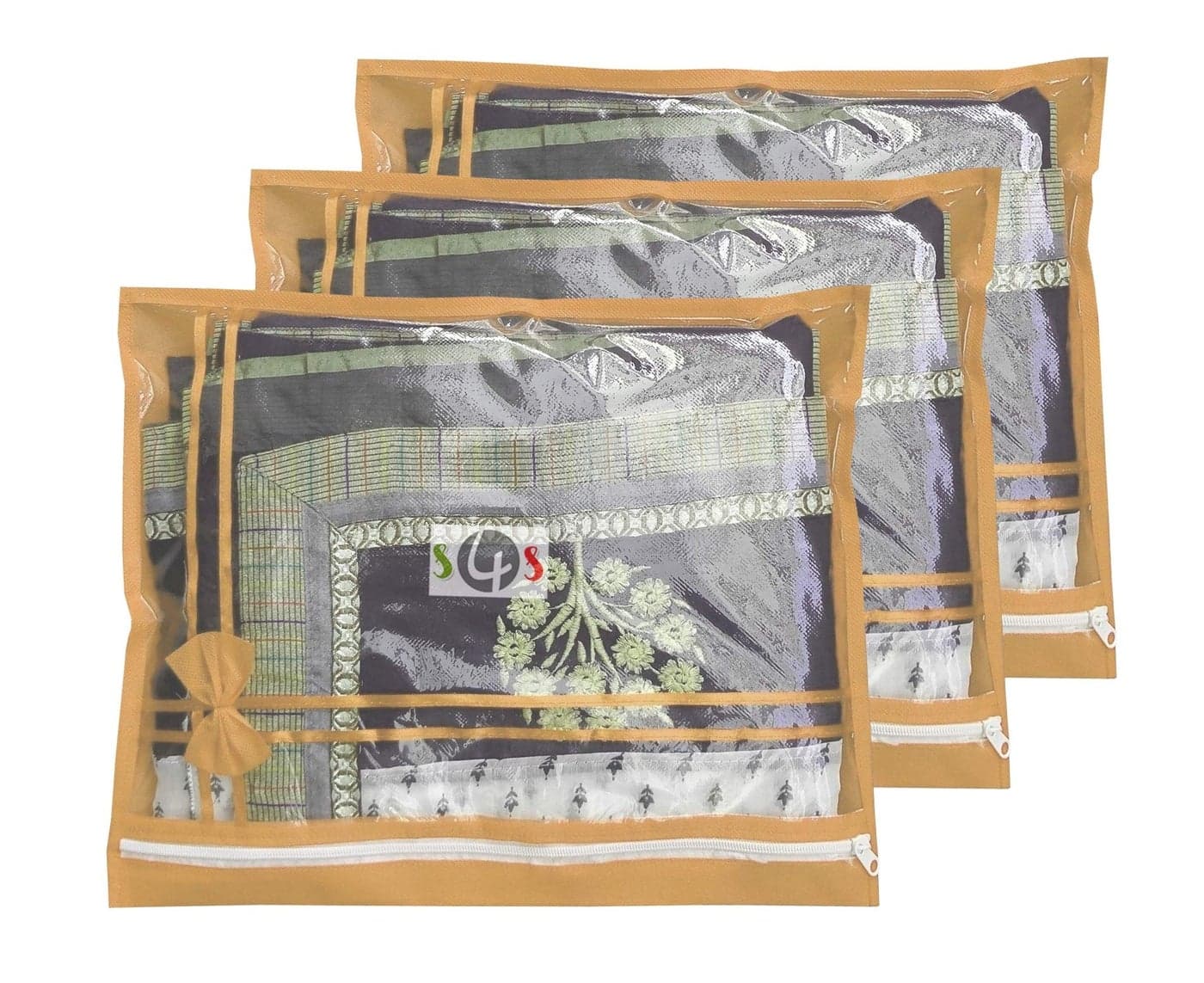 S4S® 3 Piece Non Woven Single Saree Cover (Brown)