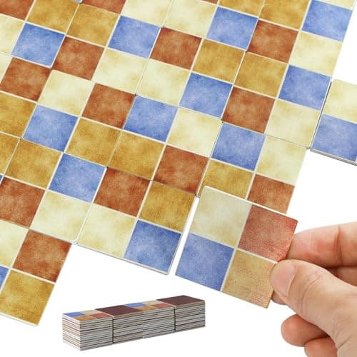 iLAND Miniature Dollhouse Accessories60pcs Dollhouse Flooring on 112 Scale Color Patchwork Tiles 60pcs Mediterranean Style