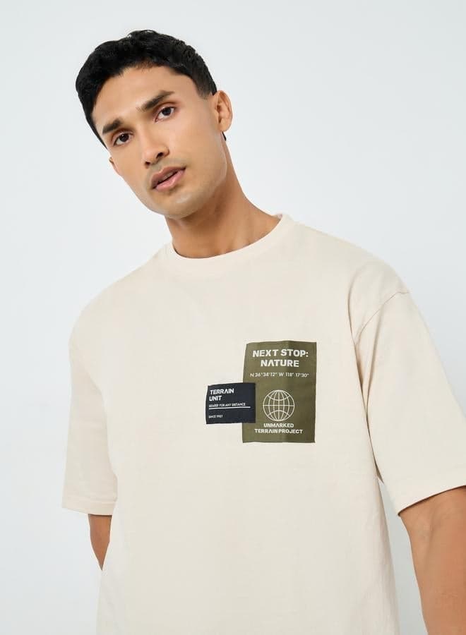 Men Oversized Chest Patch Detail T-Shirt