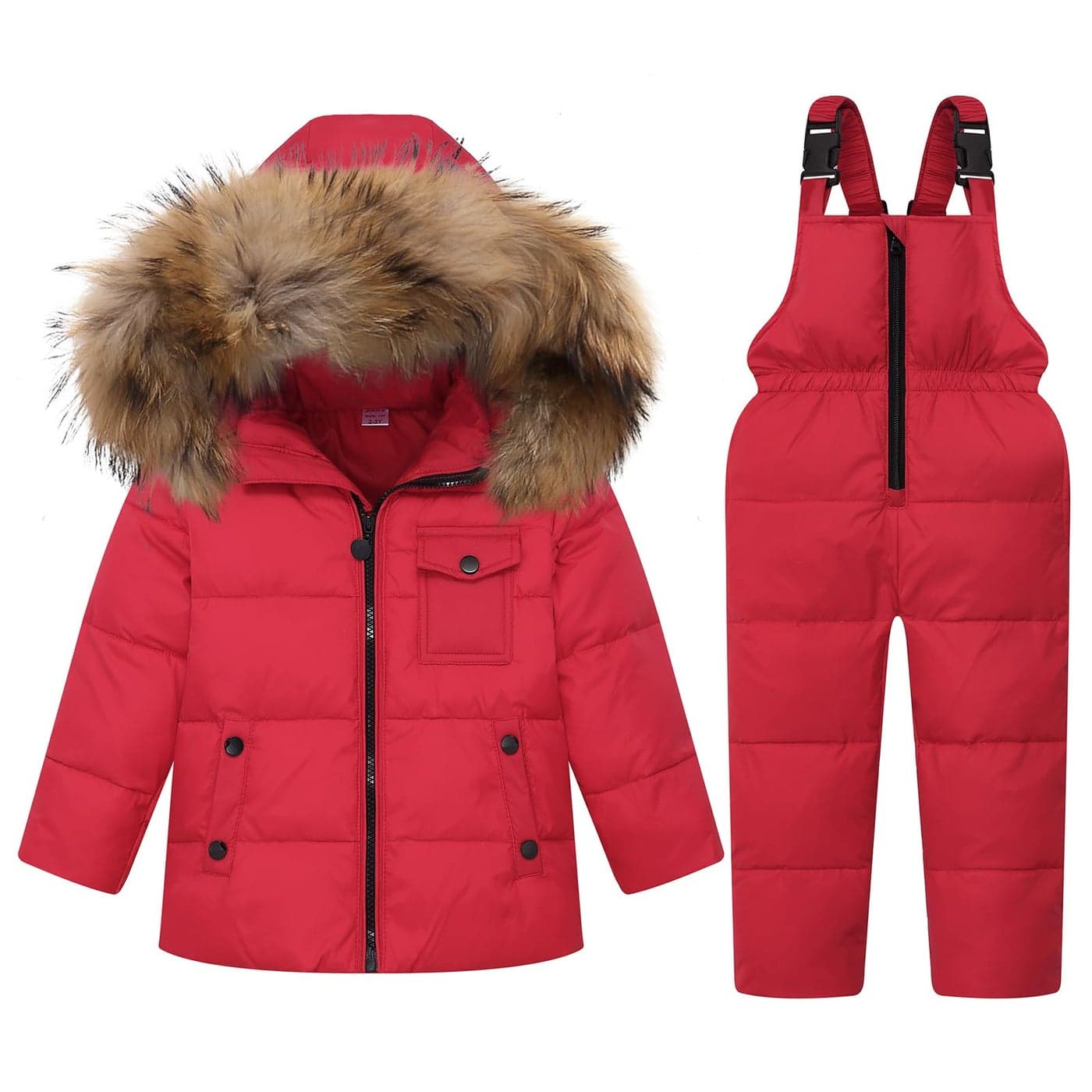 JiAmy Kids Winter Puffer Jacket and Snow Pants 2Piece Snowsuit Ultralight Skisuit Set Red