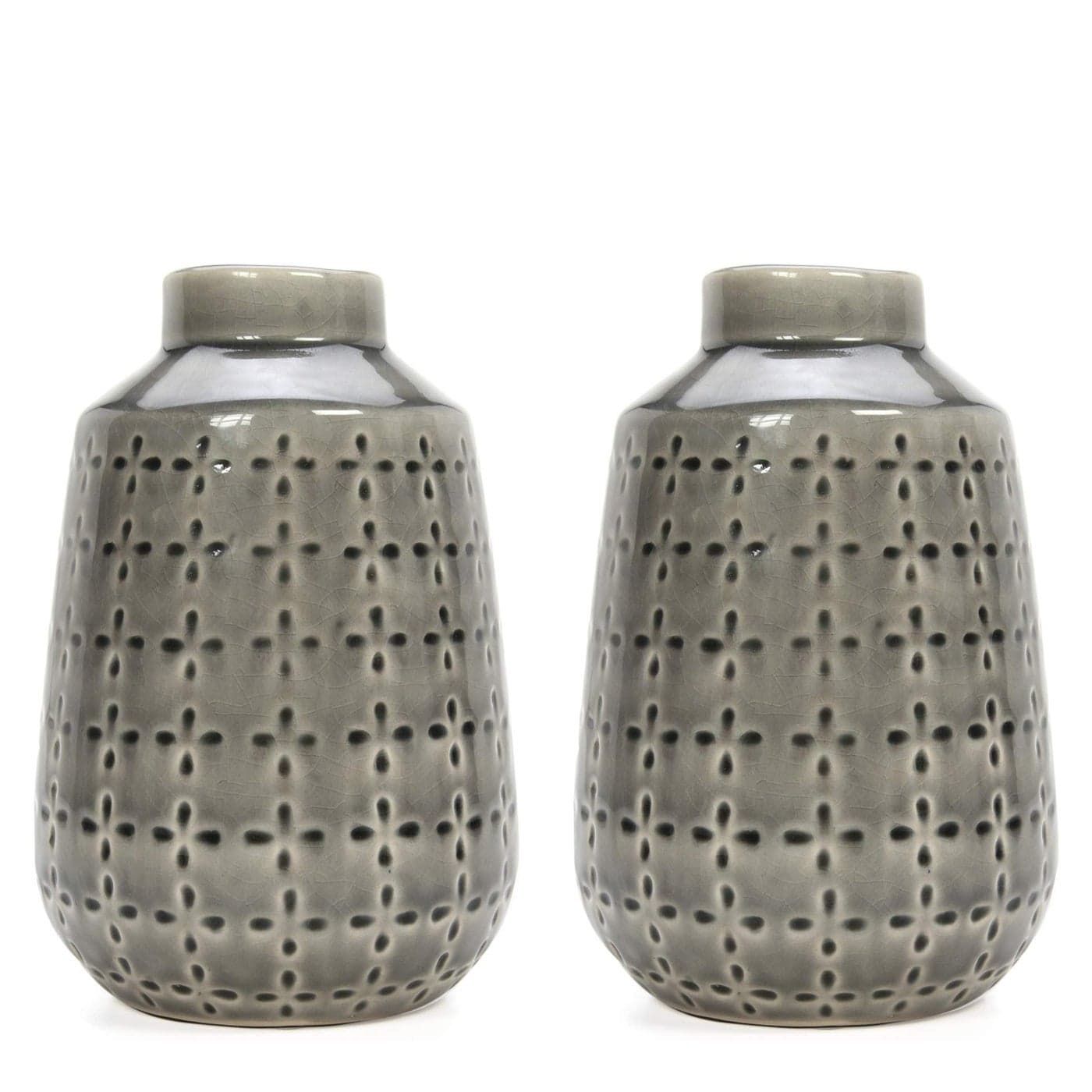Hosley Set of 2 Grey Ceramic Vase 725 High Ideal Gift for Floral Arrangements Home Weddings Party Spa Meditation Home Office