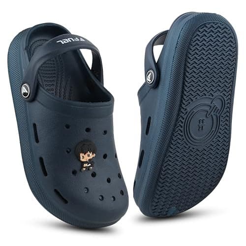 FUEL Clogs for Kids, Dailywear Comfortable, Lightweight Anti Skid Clogs Slipper for 4-10 Years Boys/Girls (Navy, 11)