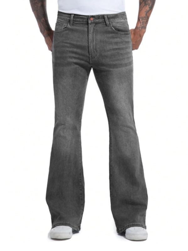 Ben Martin Men’s Grey Bootcut Bell Bottom Jeans || Flared Denim Jean for Men || Stretchable Mid Rise Cotton Pants || Retro Style Casual Wear Bootcut' Denim' Jeans:, 34