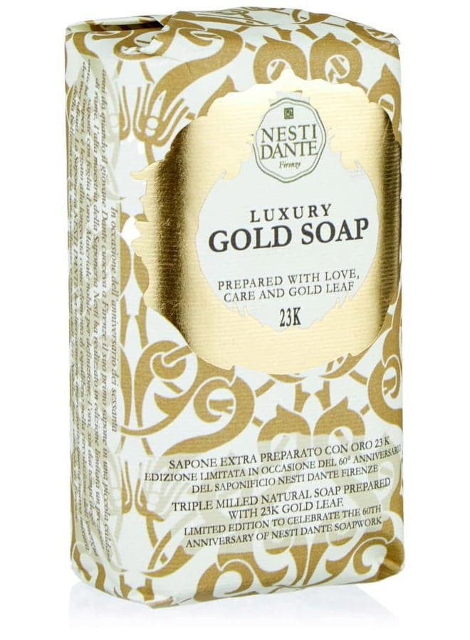 Nesti Dante Luxury Gold Soap Bar 250g | Made with 23K Real Gold Leaf | Italian Triple Milled Vegan Soap | Moisturizing & Nourishing | Limited Edition Luxury | Paraben, GMO, PEG & Petrochemical-Free