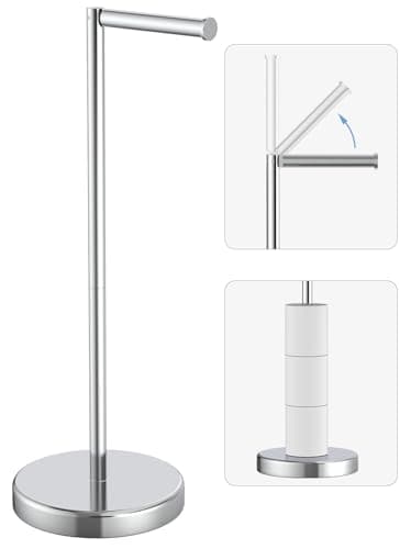 Evolvegoods Chrome Toilet Paper Holder Stand, Freestanding Tissue Roll Holder for Bathroom, 304 Stainless Steel Rustproof Toilet Paper Stand Storage for 4 Rolls(Fits All Rolls)