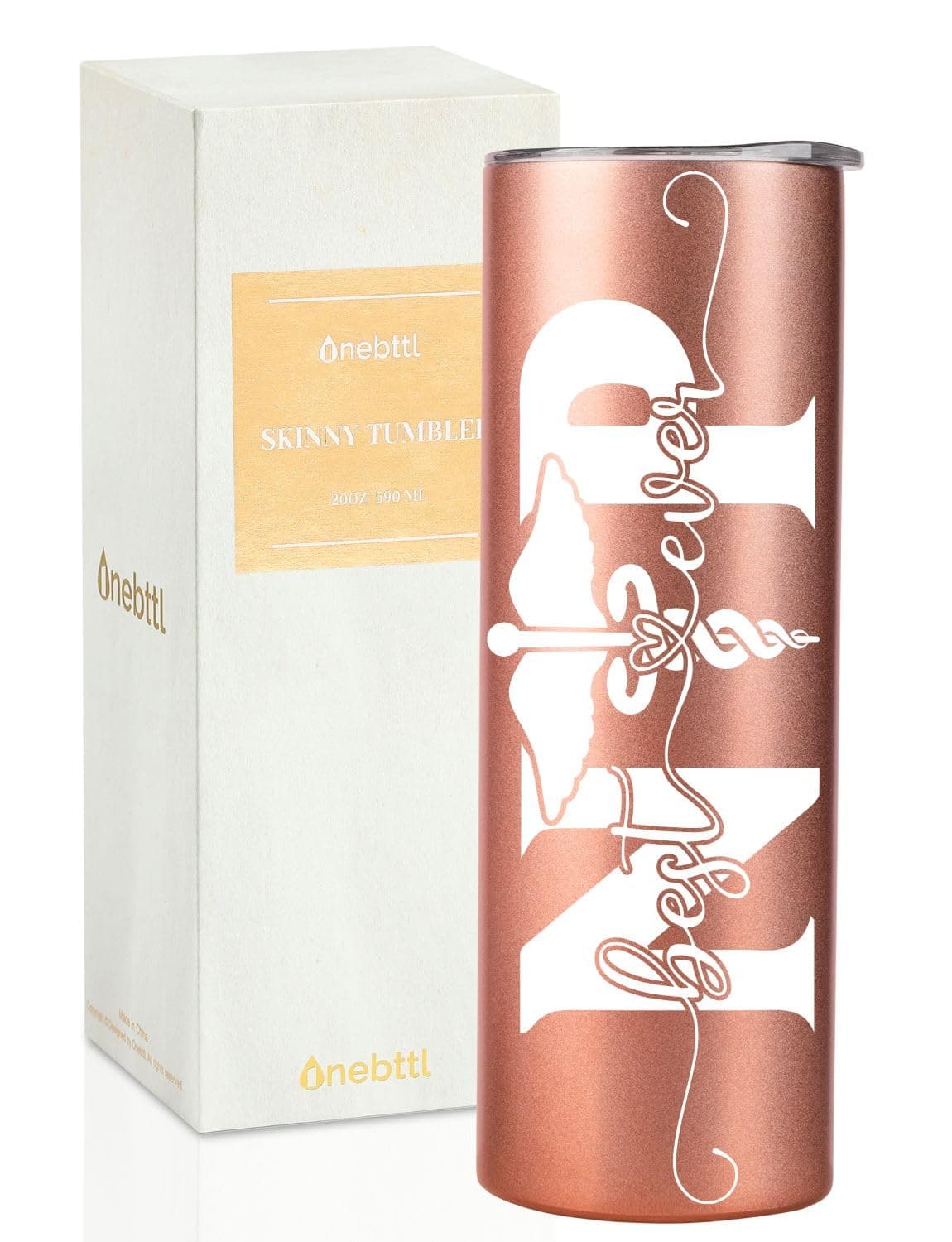 Onebttl Nurse Practitioner Gifts For Women Nurse Practitioner Week Gifts for NP Stainless Steel Tumbler With Lid 20OZ Rose Gold Best NP Ever