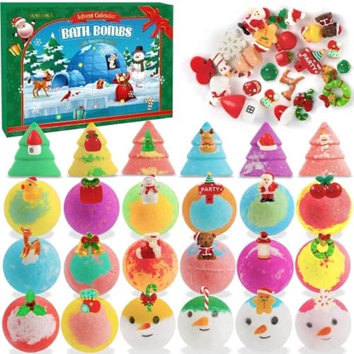 Bath Bombs Advent Calendar 2025 Kids with Surprise Toys Inside 24 Days of Christmas Countdown Calendar Donut Cupcake Bath Bombs Set Birthday Christmas Gifts for Kids Girls