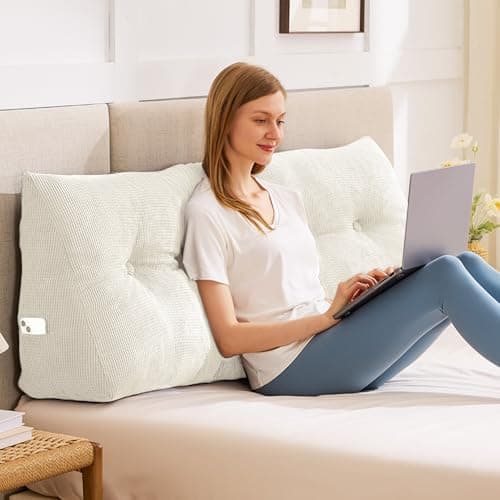 IASEAHK Headboard Pillow Queen Triangle Pillows for Headboard Head Board Backrest Wedge Pillow for Reading Sitting Working Daybed Pillows with Removable Cover for Bed Dorm Sofa Beige