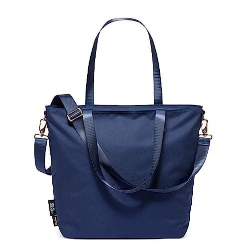 Simple Modern Tote Bag for Women | Medium Water-Resistant Laptop Purse with Compartments and Zipper Top | Shoulder Bag with Crossbody Strap and Pockets for Work, Travel & School | Navy