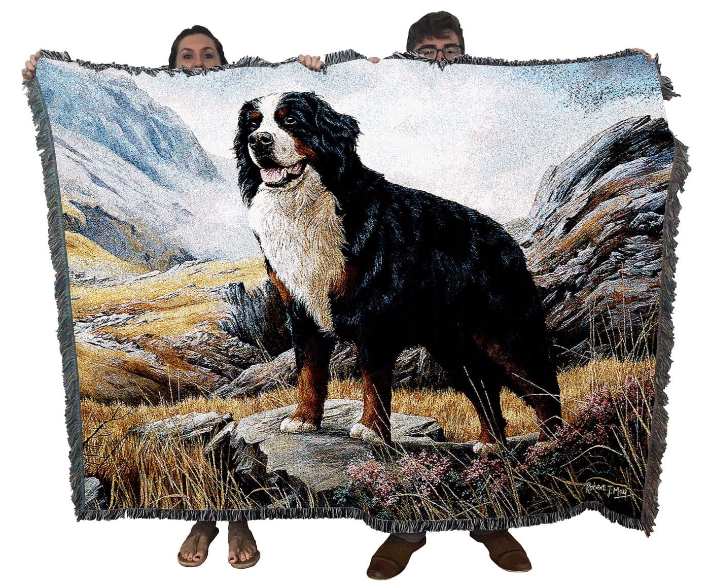 Pure Country Weavers Bernese Mountain Dog Woven Blanket by Robert May Gift Cotton Tapestry Throw Made in The USA 72 x 54