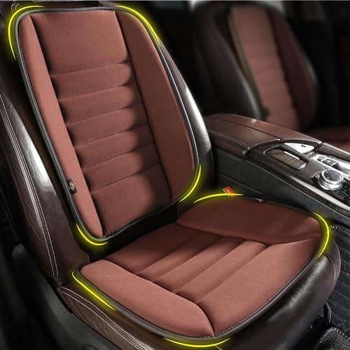 kingphenix Car Seat Cushion with Back Support Pillow: Enhanced Comfort Memory Foam Design for Pain Relief, Ideal for Drivers and Office Use - Ergonomic Lumbar Comfort for Long Sitting - Brown