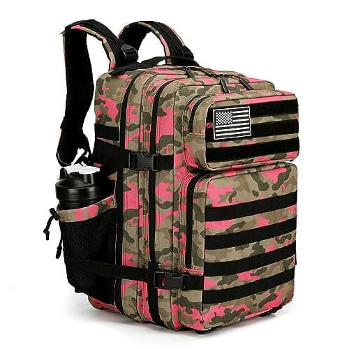 Lovelinks21 45L Tactical Assault Backpack 3 day assault pack with Molle Waterproof backpack Rucksack for Tactical Backpacks Pink Camo