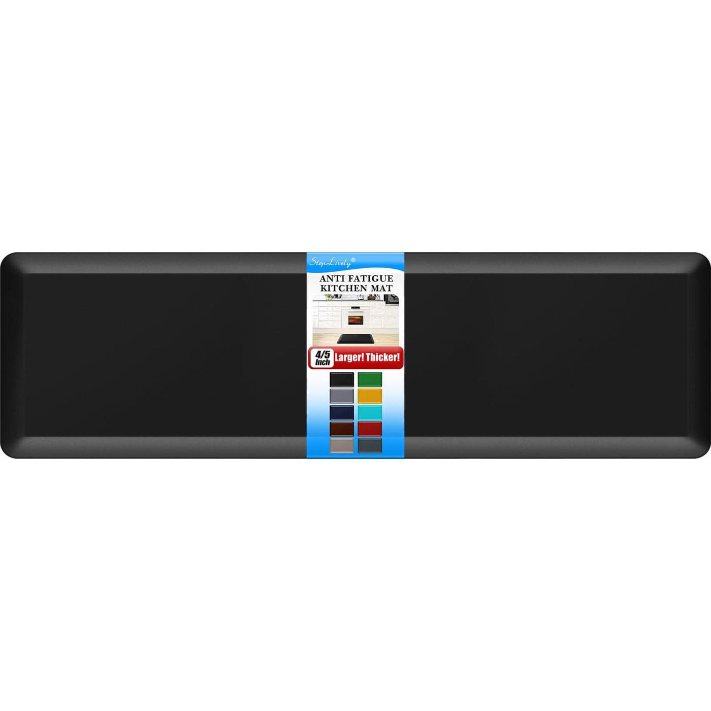 StepLively 45 Inch Thick Kitchen Mat Cushioned Anti Fatigue Mats for Kitchen Floor Easy to Clean Waterproof NonSlip Kitchen Rug for Sink Office Kitchen 17x60 Black