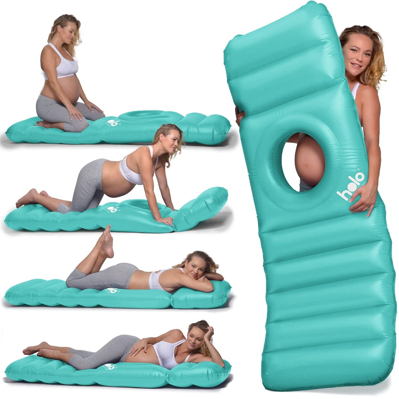 HOLO The Original Inflatable Pregnancy Pillow Full Body Maternity AirbedFloat with Hole for Tummy for Ultimate Sleeping Support Comfort Say Goodbye to Pregnancy Related Aches and Pains Mint