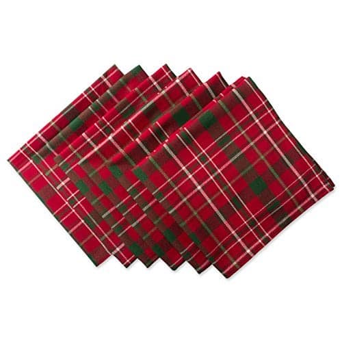 DII Holiday Dining Table Linen Collection Tartan Holly Plaid, Christmas Table Runner, 14x108, Red & Green