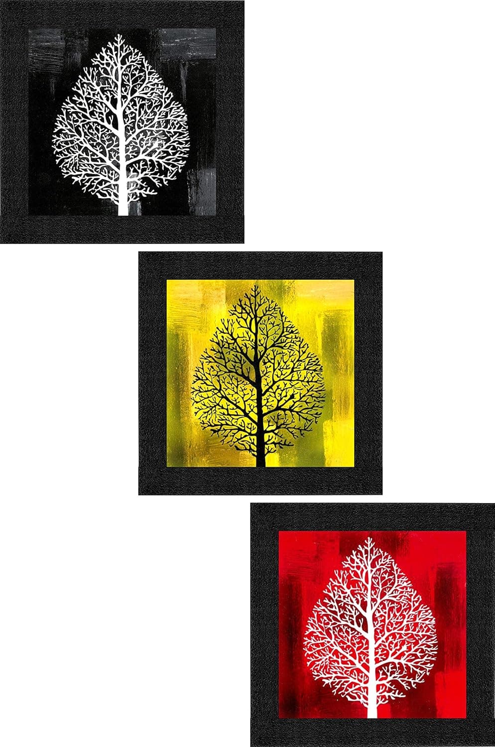 SAF paintings Set of 3 Flower Floral Design UV Textured Home Decorative Gift Item Framed Painting 9.5 inch X 28.5 inch SANFO297