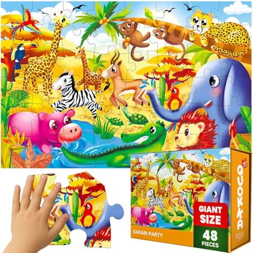 QUOKKA Giant Floor Puzzles for Kids Ages 35 2x3 Feet 48 Piece Large Puzzles for Kids Ages 48 Educational Toys for Boys and Girls Toy Gift Activities Africa Version 2