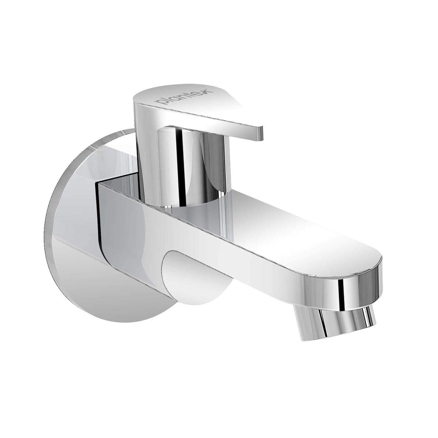Plantex Pure Brass PAC1802 Bibcock Water Tap with Brass Wall Flange Teflon Tape for Wash Basin7 Year Warranty Mirror Chrome Finish