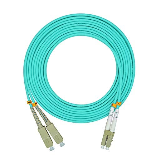 Jeirdus 1Meter 3ft LC to SC Duplex 50/125 10G OM3 Multi-Mode Fiber Optic Cable Jumper Optical Patch Cord LC-SC