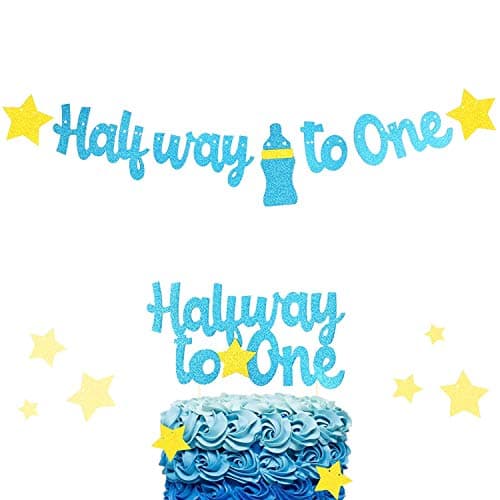 Festiko® 1/2 Birthday Decoration - Half Way to One Banner and Cake Topper
