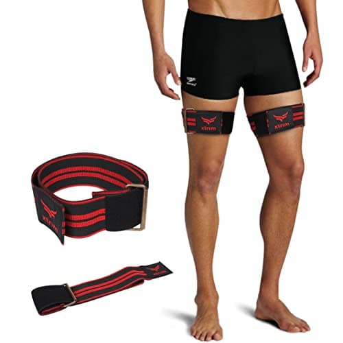 XTRIM Elastic BFR (Blood Flow Restriction) Leg Band for Gym Workout or Glutes Without Lifting Heavy Weights (Balck, Pack of 2)
