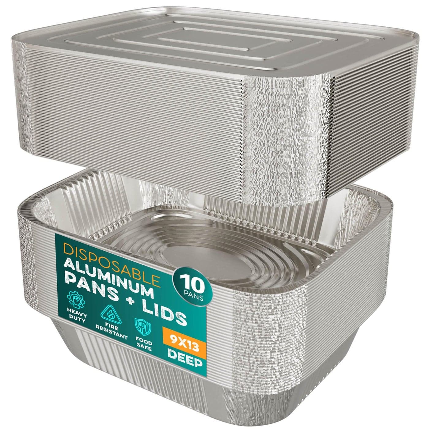 Aluminum Pans With Lids 9x13 10 Sets Aluminum Foil Pans Trays With Lids Half Size Tin Foil Disposable Pans For Baking Roasting Cake Serving Dishes Catering Supplies Steam Table Chafing