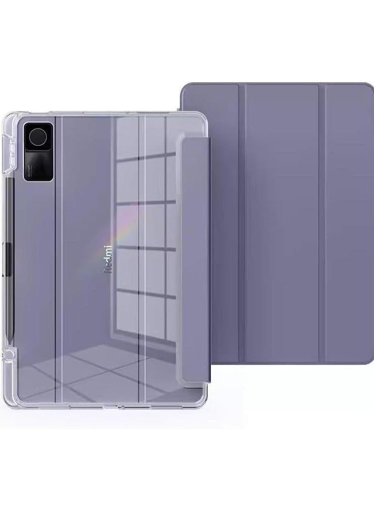 Compatible Case for Redmi Pad SE 11 Inch 2023 Slim TPU Cover with Pencil Holder Transparent Hard Back Auto Wake Sleep Function and Stand Lavender
