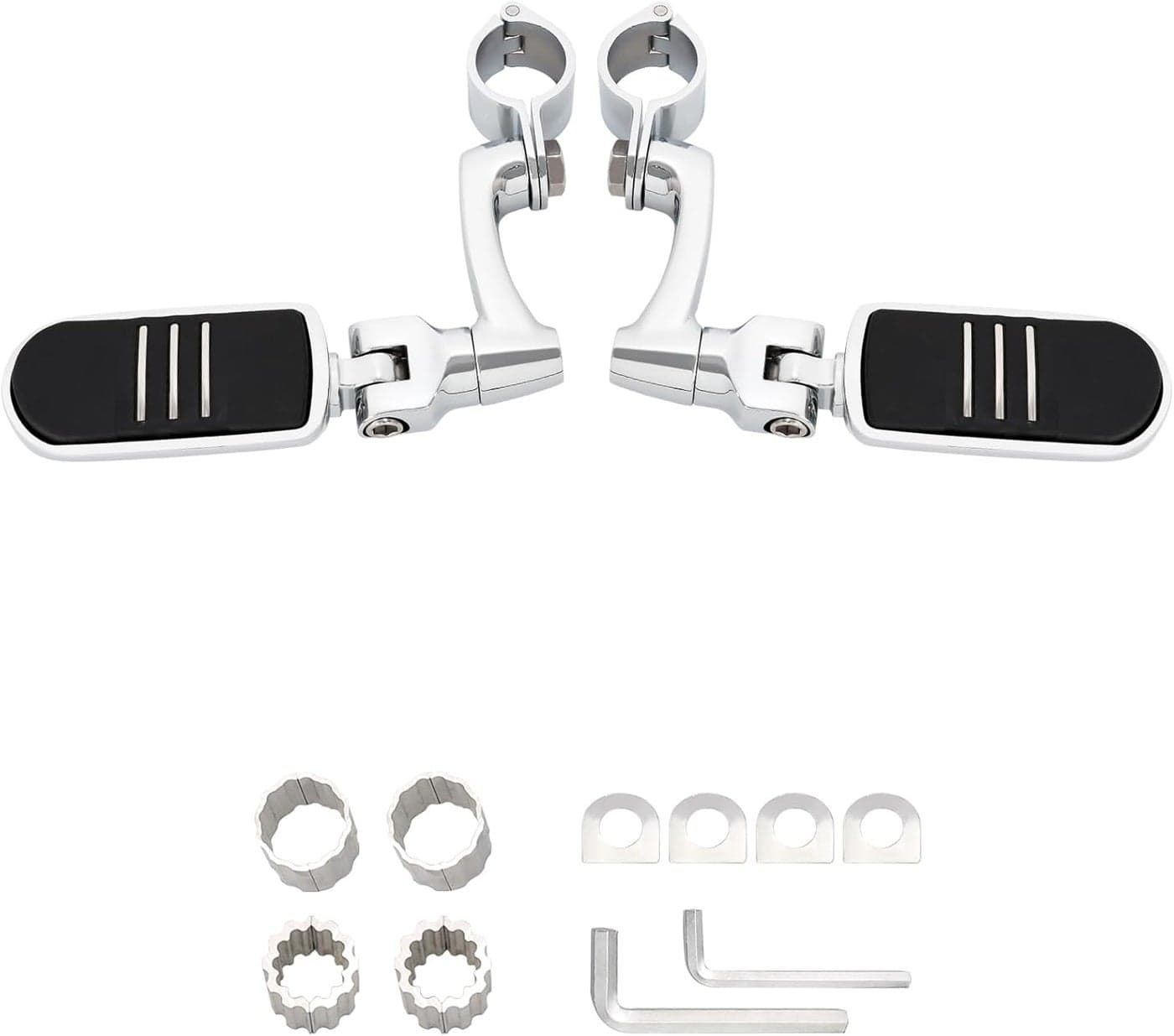 FOVPLUE Adjustable Highway Footpegs for Harley and Other Motorcycles - Chrome