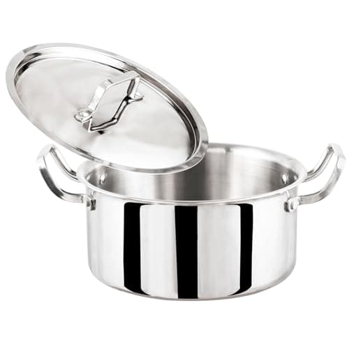 EUROStyle Triply Briyani Pot 4.5Litre - ISI Mark Certified - Heavy Bottom, Stainless Steel Cookware, Gas & Induction - - Dum Biryani, Pulao, Curries & Everyday Meals - Durable & Food Safe (4.5 L)