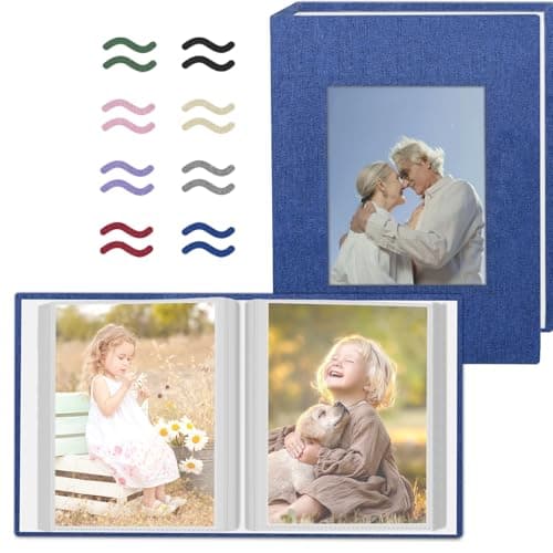 Popotop 2 Pack Photo Album 4x6 Pictures, Small Linen Slip-in Photo Albums Book for 80 Photos with 40 Pockets, Birthday Gifts for Women Mom Family Baby