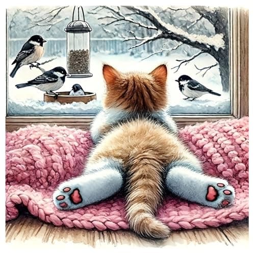 JAKI Cat Diamond Painting Kits for Adults BeginnersAnimal Diamond Art Kit for Adults5D DIY Gem Art Kits for Gift Home Wall Decor14x14inch