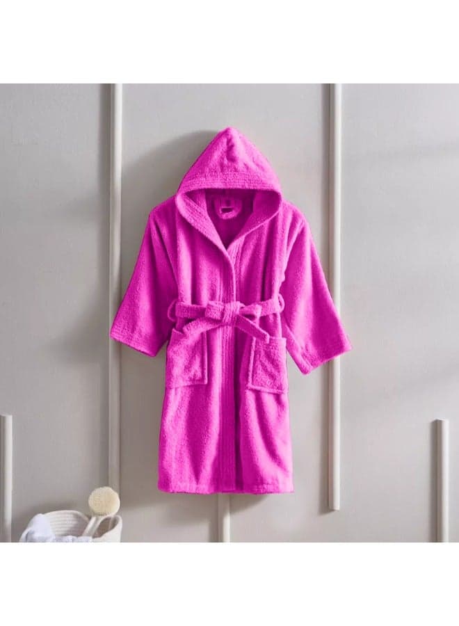 Daffodil (Fuchsia Pink) Premium 12 yr Kids Hooded Bathrobe 100% Terry Cotton, Highly Absorbent and Quick dry, Hotel and Spa Quality Bathrobe for Boy and Girl-400 Gsm