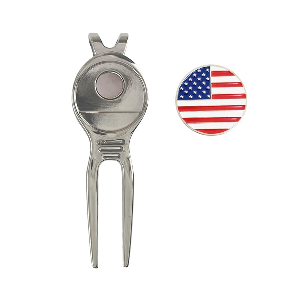 Myartte Golf Divot Tool Premium Metal Golf Divot and Ball Markers Silver