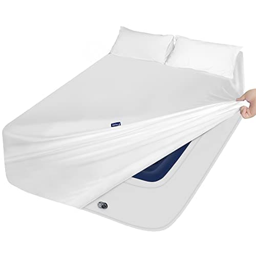 Queen Sheet Sets Air Mattress Sheets 3 Pieces Extra Deep Pocket Queen Sheets Sets 16 to 24 inch Sheets with Pockets on Side Easily Fits Extra Deep Pillow Top Air Mattress White