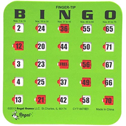 Regal Bingo Bulk Bingo Cards with Sliding Windows Reusable Large Print Bingo Game Cards for Adults Large Group 25 Pack Green