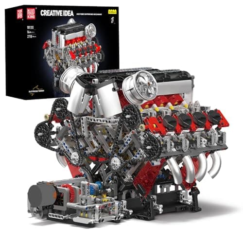 Mould King V8 Engine Building Blocks Sets V8 Engine Model Kit That Runs MOC Engineering Model Building Kit with Battery and Motor 2718 PCS Building Blocks for Adults