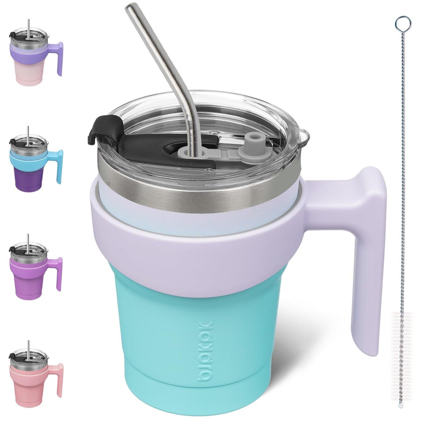 BJPKPK 10 oz Tumbler With Handle And Straw Stainless Steel Insulated Tumbler Cups For Water Or Ice CoffeeOasis