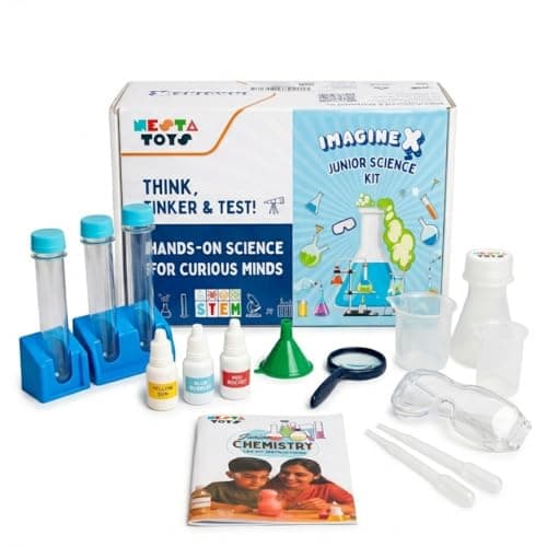 NESTA TOYS Junior Chemistry Lab Kit | 50+ STEM Experiments | Conical Flask, Test Tubes & Beakers Included | Safety Glasses Included | Science Gift for Boys & Girls Ages 4-8