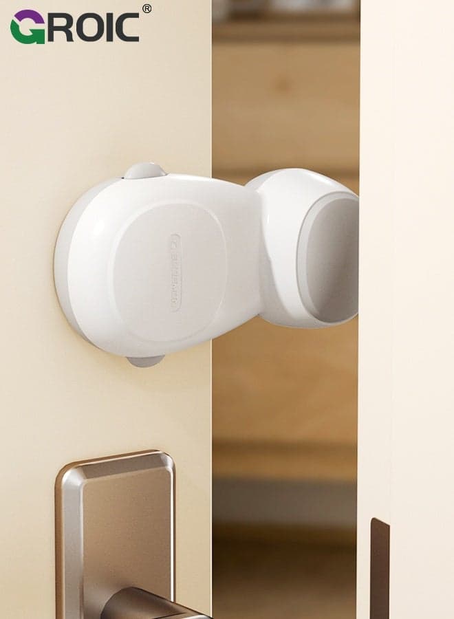 Automatic Door Stopper, White Anti-Pinch Door Guard for Kids, Adjustable Door Finger Protector with Strong Adhesive, Prevents Finger Pinch, Child Proof Door Holder for Bedroom, Bathroom and Living Room