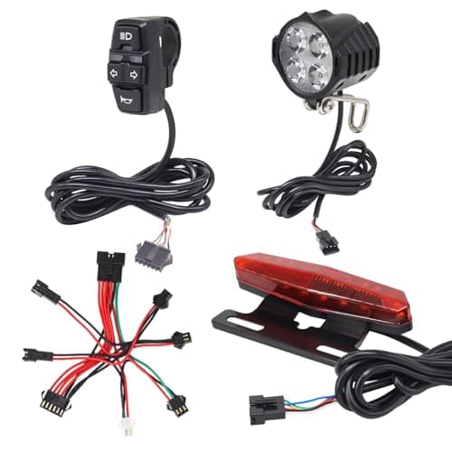 36V 48V Ebike Light Kit Electric Bike Headlight with Horn Ebike Tail Light with Turn Signal Fits Rear Rack Mount 50mm 80mm Not Compatible with Waterproof Connector Taillight with Brake Light