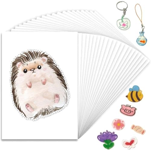 PATPAT ® 20Pcs Heat Shrink Art Film Paper, Sanded Shrink Film Papers Shrinky Art Paper Crafts Set For Kids Creative Craft Not Applicable To Printers Microwave 165°C Or 329 For 1-2 Minute,White
