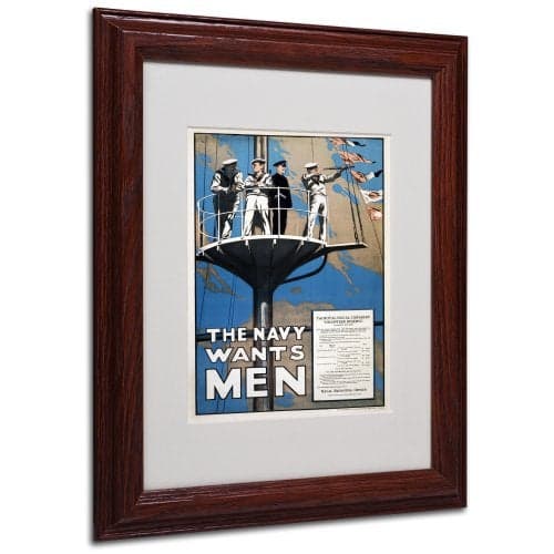 Trademark Fine Art Recruitment Poster for The Canadian Navy with Wood Frame Artwork, 11 by 14-Inch