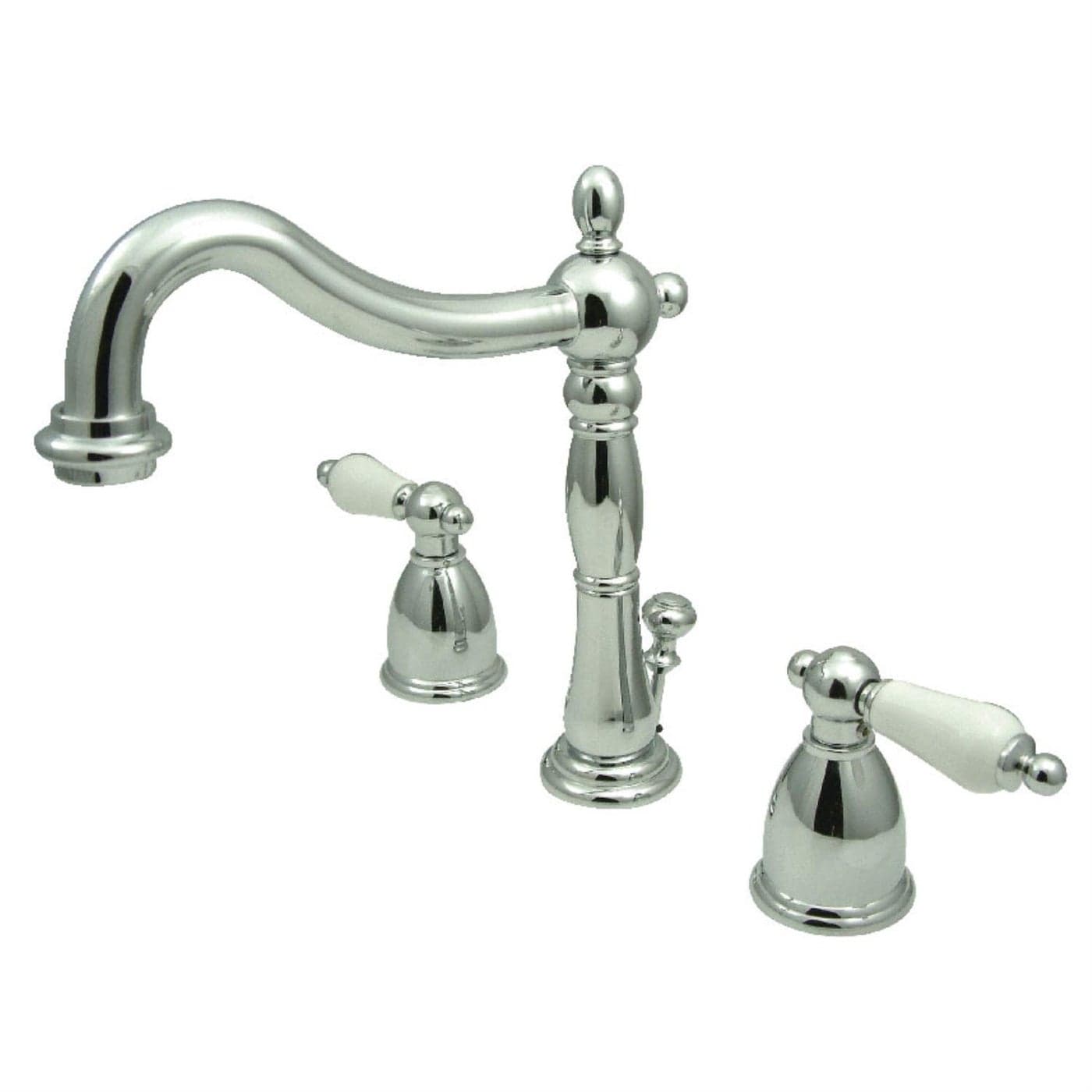 Kingston Brass KB1971PL Heritage Widespread Lavatory Faucet with Porcelain Lever Handle Polished Chrome8Inch Adjustable Center