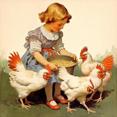 FCANLAN 5D DIY Feed Chicken Girl Diamond Art 12X12 inches