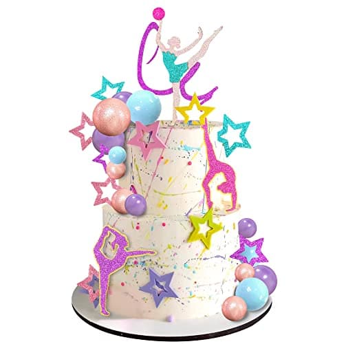 27 PCS Gymnastics Cake Toppers - Balls & Decor Sets for Girls' Gymnastics Birthday Parties & Baby Showers