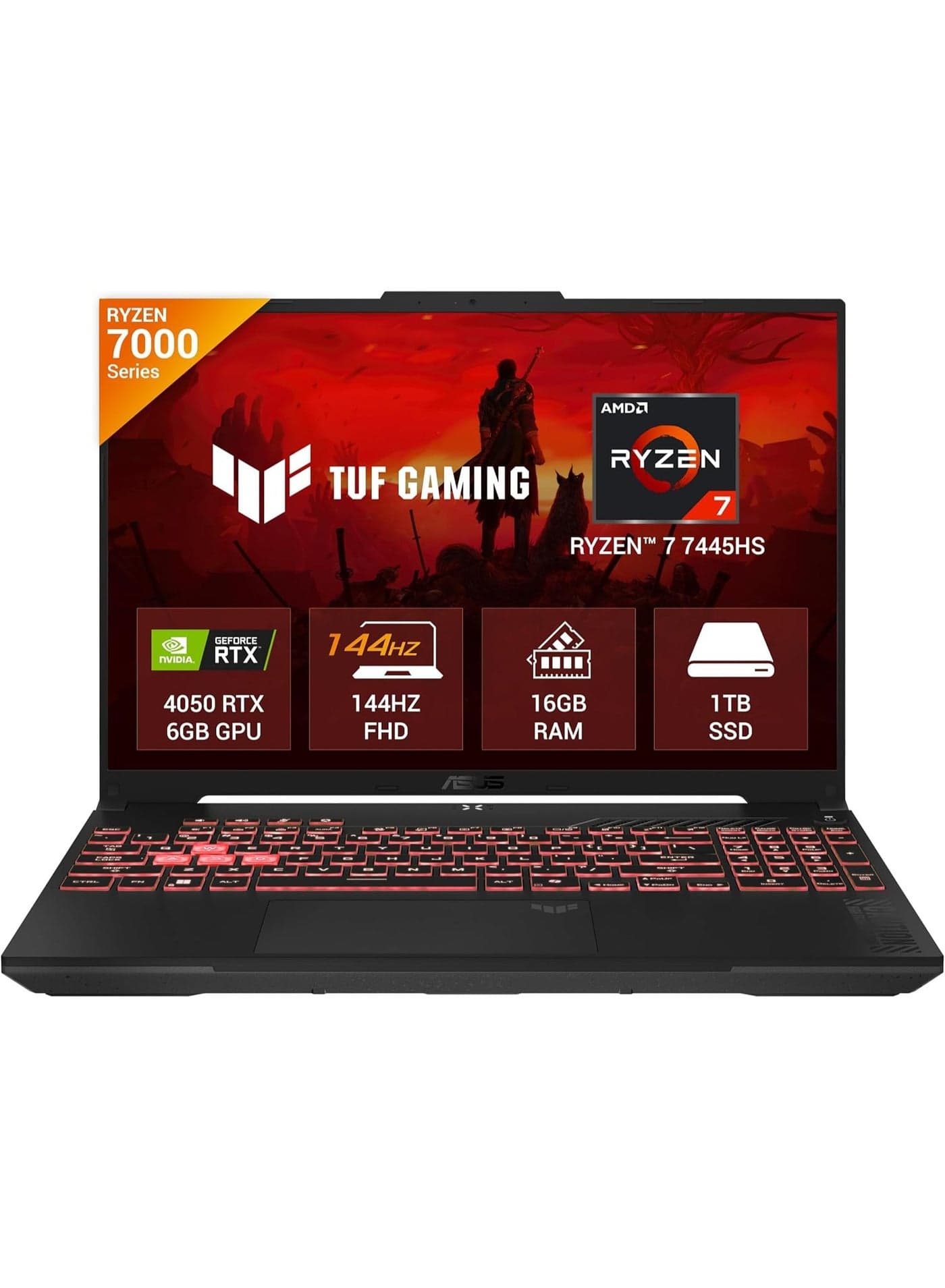 TUF A16 Gaming Laptop With 16-Inch WUXGA Display, AMD Ryzen 7 7445HS Processor/32GB RAM/1TB SSD/6GB NVIDIA Geforce RTX 4050 Graphics Card/Windows 11 Home (Upgraded Version) English Jasper Gray