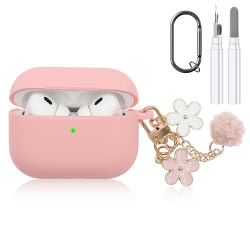 Compatible with AirPods Pro 3 Case, Cute Silicone Apple Airpods Pro 3 Case Protective Cover with Cleaner Kit and Keychain Acessories for Women Girls