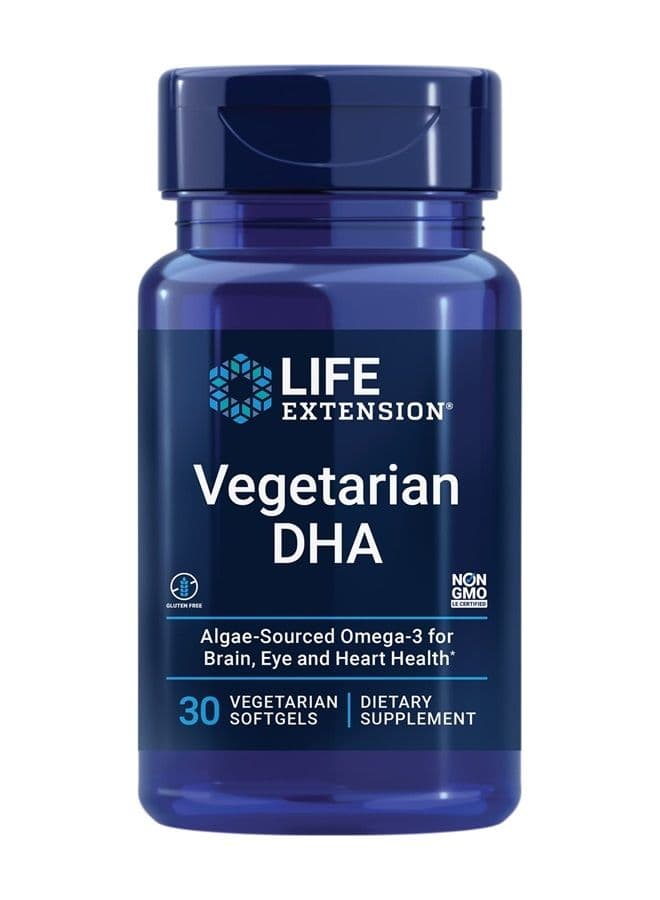 Vegetarian DHA - Algae Plant Based Omega3 Fatty Acid DHA Supplements for Eye, Brain & Heart Health Support for Adult and Kids - Gluten-Free, Vegetarian, Non-GMO - 30 Softgels