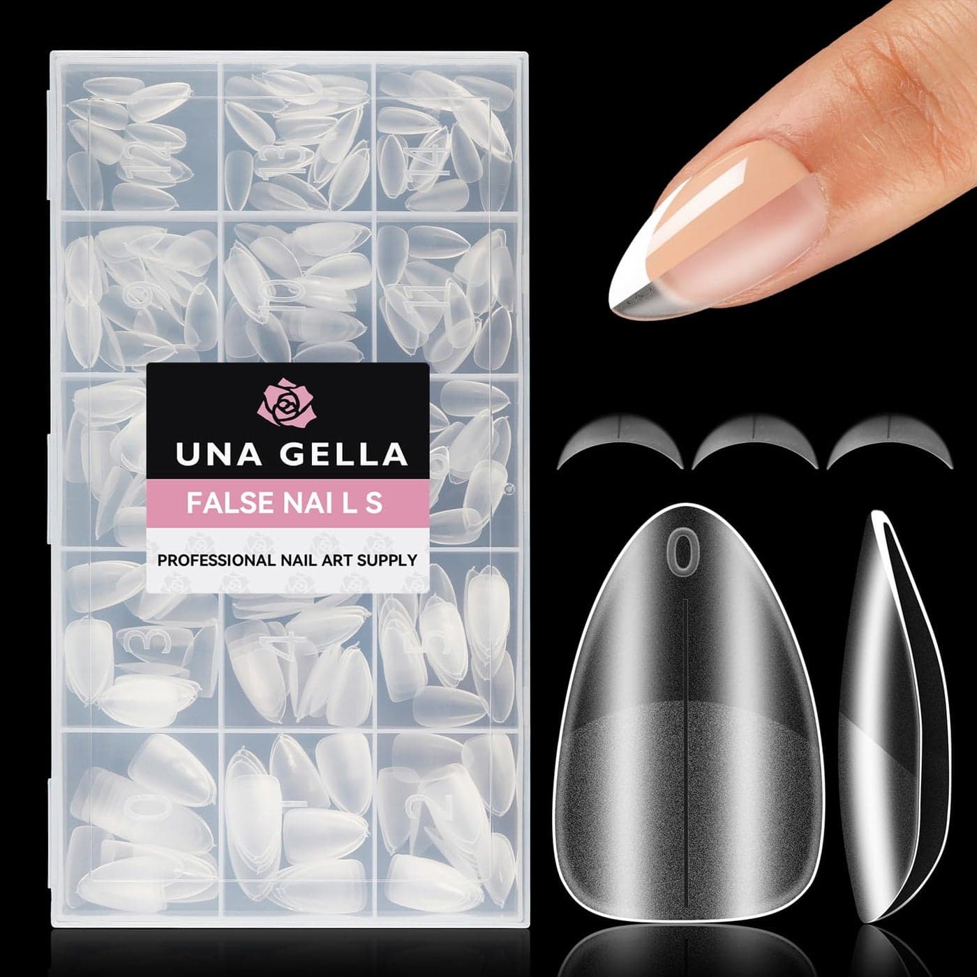UNA GELLA Short Almond Nail Tips 312Pcs Prefile Inner Full Matte Surface Short Almond Gel x Nail Tips 15 Sizes No C Curve Soft Gel Nail Tips Acrylic False Nails for Nail Extension Art DIY Salon