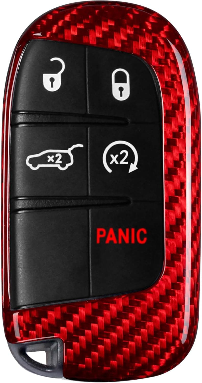 T-carbon Jeep Key Fob Cover - Real Glass Fiber Protection Case (Red)